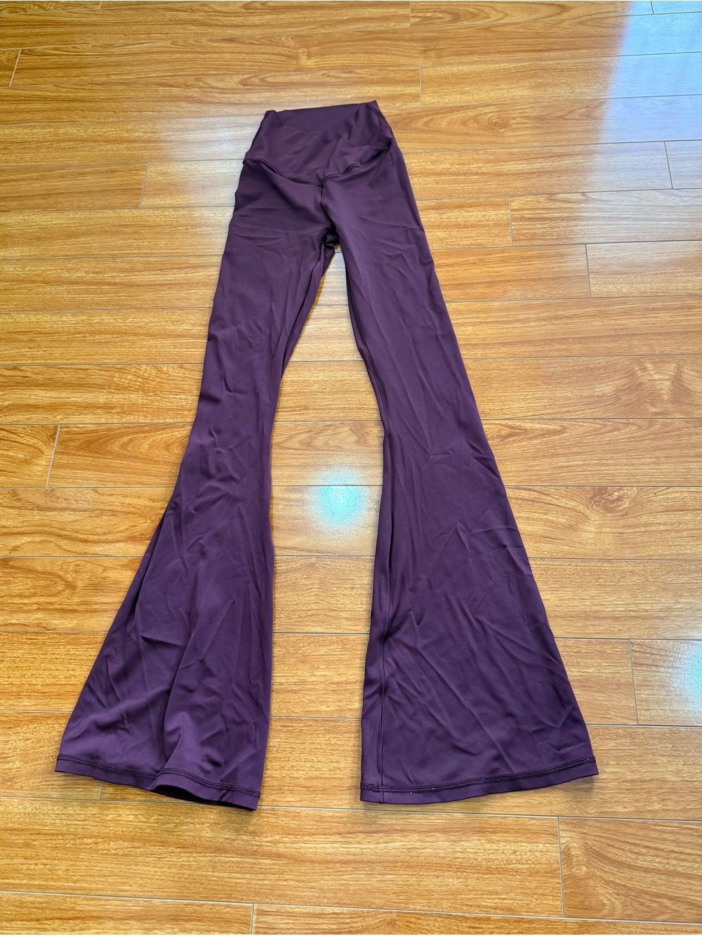 High-Waist Flared Yoga Pants in Deep Plum